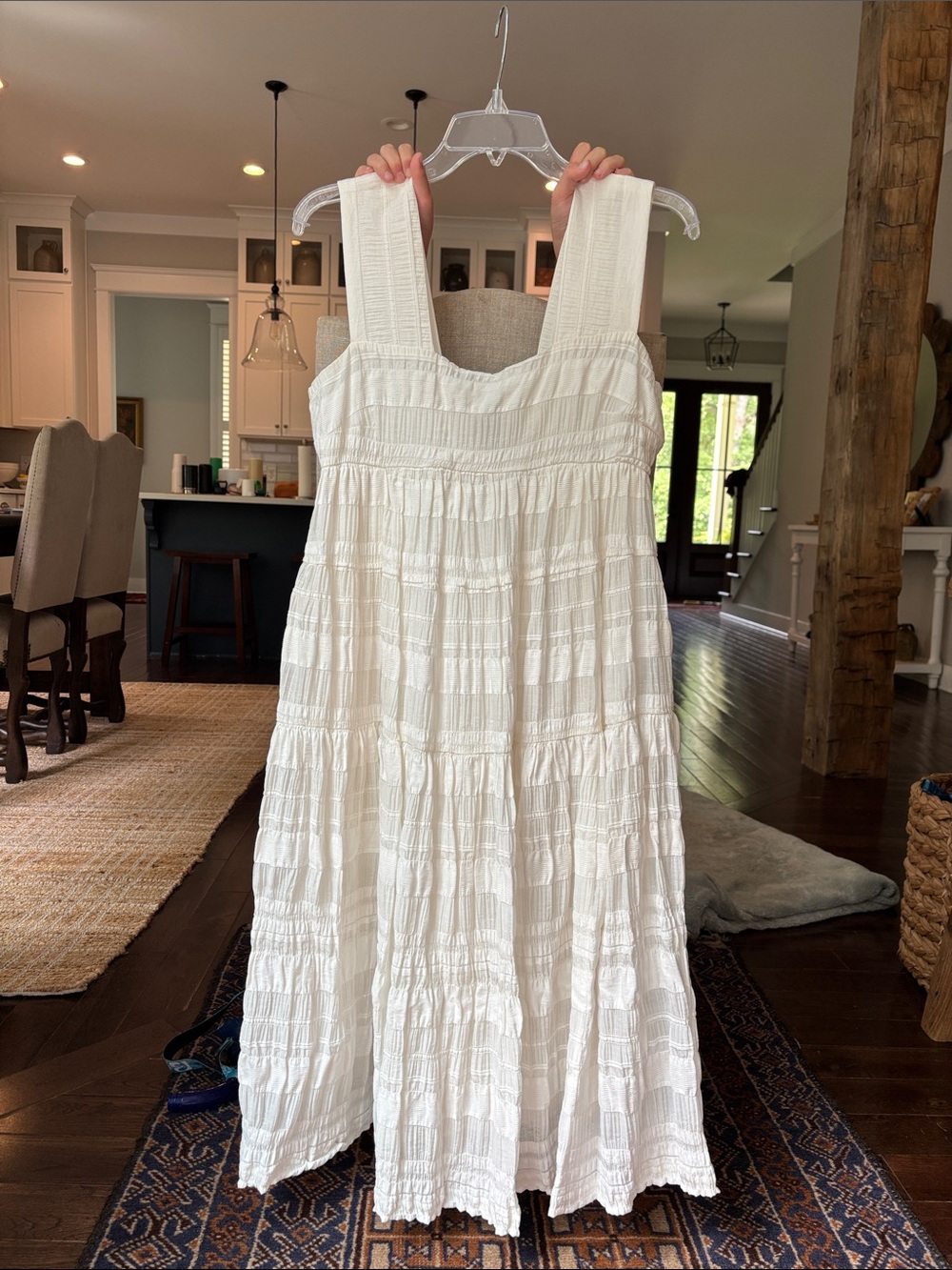 Anthropologie White Tiered Smocked Cotton Sundress